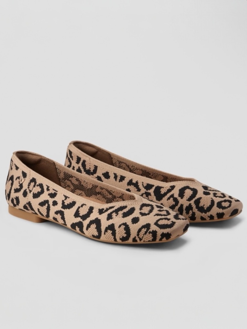 Vivaia Margot 2.0 Leopard Print Square Toe V-Cut Flats Size 40